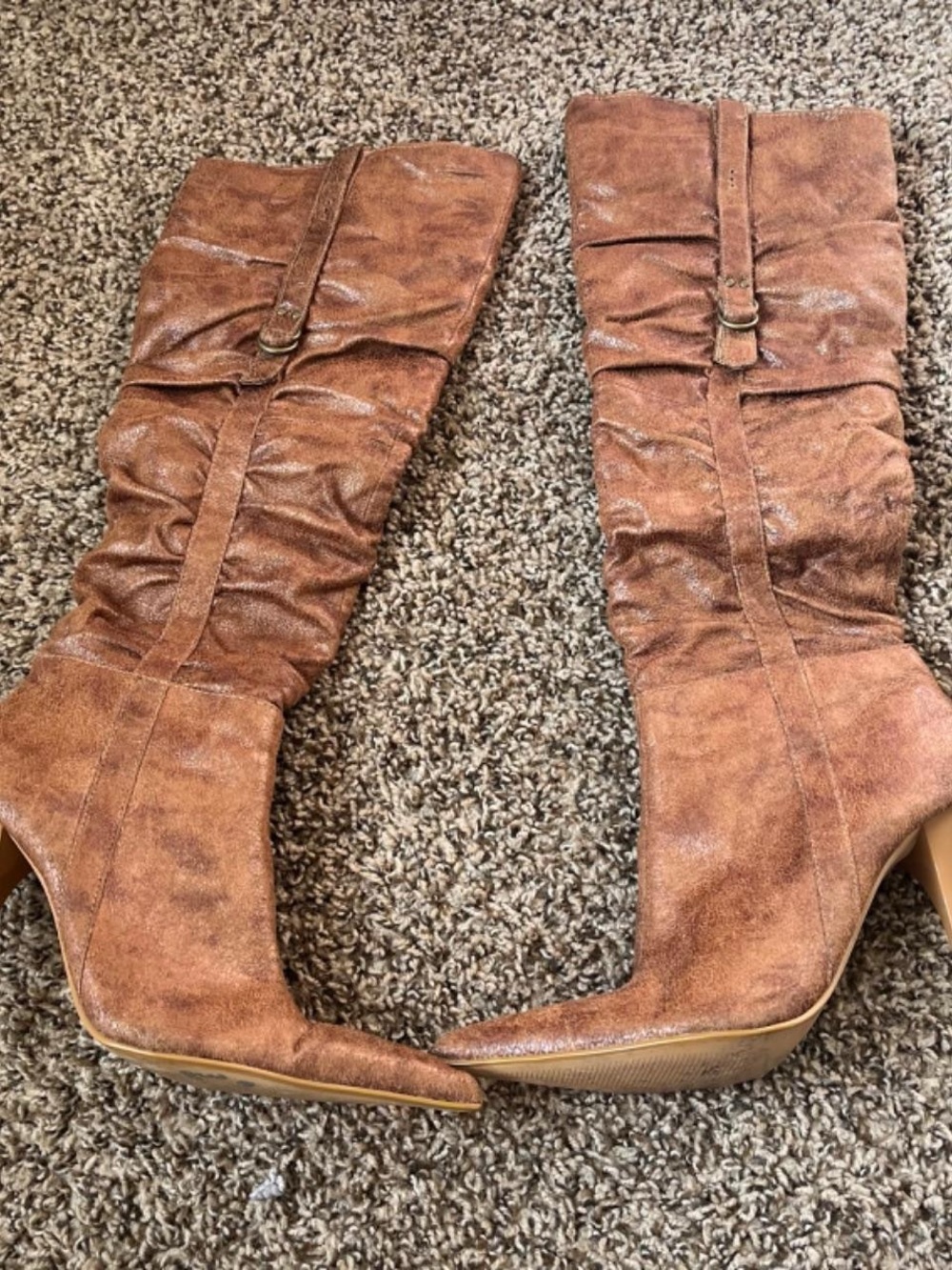 Women's Tan Slouchy Knee-High Boots